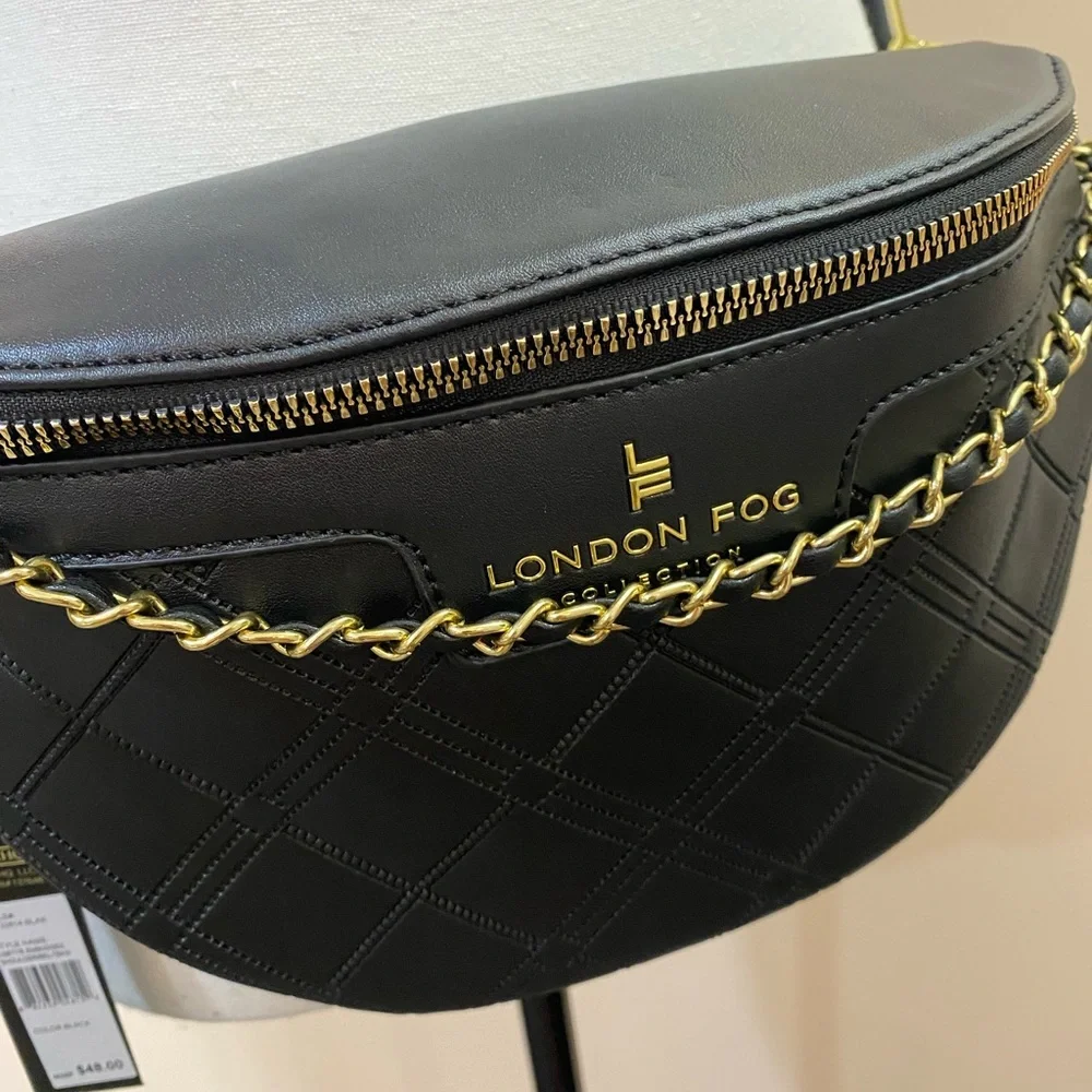 Black Leather Belt Bag NWT - Picture 2 of 9